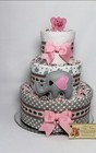 Elephant Baby Diaper Cake Shower Gift Centerpiece Present Pink Girl Neutral