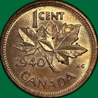 1940 Canada Small Cent King George Vi Penny Brilliant Uncirculated Bu Coin 50865
