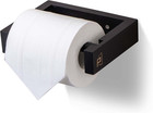 Black Toilet Paper Holder Bathroom Roll Bamboo Wall Mounted Wooden Adhesive