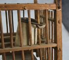 Antique Small Coal Miner Canary Bird Cage Wooden With Water And Seed Holder