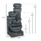 Outsunny Outdoor Water Fountain With Lights  Outdoor Waterfall  Gray