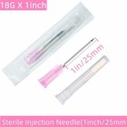 100 Pack 18ga 1 Inch Sterile Disposable Injection Needle With Cap For 