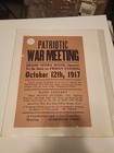 1917 Wwi Patriotic War Meeting Poster  original 
