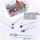 100pcs Sewing Pins For Fabric  Straight Pins With Colored Ball Glass Heads Long