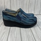 Klogs Women Sz 7 5 Naples Black Sole Blue Strip Pattern - New In Box