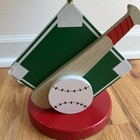 Baseball Kids Lamp Green Red   White Vintage W  Green Shade Boys Bedroom Lamp