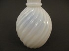 Antique Vintage Optic Art Glass Bud Vase Opalescent White Swirl Twist Art Deco