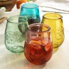 Stemless Wine Glasses Set Of 4     21oz Assorted Colored Wine Tumblers    Unique    