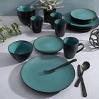 Gibson Soho Lounge Round 16-piece Dinnerware Set - Teal