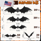 140pcs Bats Halloween Decor  Real Scary Bat Stickers For Party Black