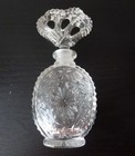 Vintage Clear Cut  glass Crystal Perfume Fragrance Decanter Bottle Flower Vanity