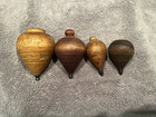 Vintage Wood Spinning Tops Lot Of 4