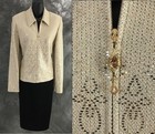 Beautiful St John Evening Knit Jacket Beige Gold Embellished Suit Blazer 8