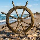 Nautical Handcrafted Wooden Ship Wheel - Home Wall Decor  24 Inches  Antique