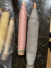Antique Wooden Spools Textile Mill Thread Bobbins Spindles With Yarn 13 Vintage