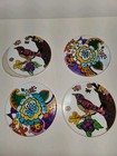Vtg Birds   Flowers Coasters 4    Set Of 4  