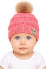 C c Baby Infant Color Ribbed Knit Winter Warm Soft Pom Pom Beanie Hat 0-9 Month