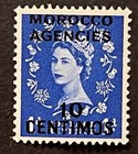 Travelstamps  Great Britain Morocco Overprint Stamps Sg 188 - Qeii Mint Mogh