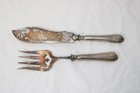 Antique 800 Silver German Art Nouveau Fish Serving Knife And Fork Serving Set