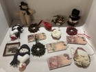 Country Farmhouse Assorted Primitive Looking Christmas Tree Ornaments Lot 16 Pcs
