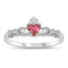  925 Sterling Silver Claddagh Cz Heart Ring Size 4 5 6 7 8 9 10