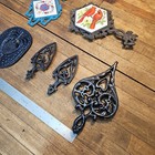 Antique Cast Iron Trivets Lot     Wrought Iron Footed Trivets     Retro Decor    usa