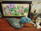 Duck Mosaic Art Sculpture Abalone Shells Turquoise Stones   Coral 19 1 2 