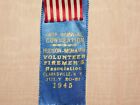 Vintage 1945 Hudson Mohawk Vol Firemen s Assn Clarksville Ny Ribbon