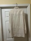 Tahari Linen Tunic Top Button Down Roll Tab Long Sleeve Shirt Beige Womens L