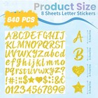 640 Pcs Gold Letter Stickers Glitter Alphabet Stickers  8 Sheets Self-adhesiv   