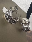 Barse Sterling Silver Triple Band Beaded Texture Huggie Hoop Earrings 