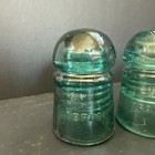 Vintage Brookfield X2 Teal Aqua Telephone   Telegraph Insulator