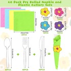 200 Pcs Pre Rolled Napkin Cutlery Set Disposable Plastic Cutlery Set With Knives