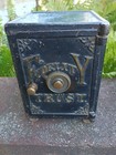 Rare Antique Fidelity Trust Cast Iron Safe still Bank Henry Hart Detroit 11 Lbs 