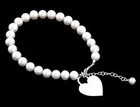 Sterling Silver Cultured Freshwater Infant Pearl 5  Bracelet With Dangle Heart 