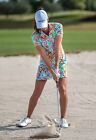 Ibkul Tillie Mock Neck Short Sleeve Dress Seafoam Multi S Ize Small Golf  Womens
