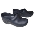 Dansko Womens Black Leather Professional Slip On Medical nurse Clogs Shoes 39