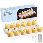 12pcs Rechargeable Flameless Candles With Remote Control Timer Votive Decorative