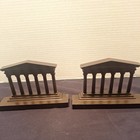 Pair Of Antique Or Vintage Cast Iron Parthenon Greek Roman Pillars Bookends