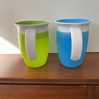 Munchkin Miracle 360 Trainer Sippy Cup Set Of 2 W  Handles 7 Oz Blue   Green