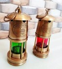 Nautical Set Of 2 Antique Brass Minor Lamp Vintage Ship Boat Light Christmas