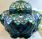 Beautiful Tiffany Style Stained Glass Lamp Shade 13 5   x10 5    Rare Shape