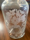 Vintage Apothecary Jar With Floral Etching And Silver Ring Topper