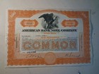 Vintage American Bank Note Co Stock Certificate      Orange Common 1920s   60s