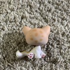 2005 Littlest Pet Shop White Tan Spotted Leopard Kitty Cat With Teal Eyes