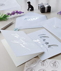 100 Thank You Cards In White With Envelopes   Stickers - Elegant 4 Designs Bulk 