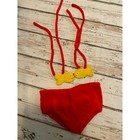 Vintage 1970s Terry Cloth Bikini Toddler Red Yellow Fish Two Piece Swimsuit