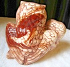  Vintage Ceramic Owl Couple Statue Mid Century Drip Glaze Mcm Boho