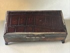 Aristocrat Silver Plate  W  Crocodile  Alligator Top Cigarette Box  Wood Lining