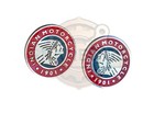New Vintage Brass Chrome Indian Motorcycle 1901 Small Round Badge Lh rh Set